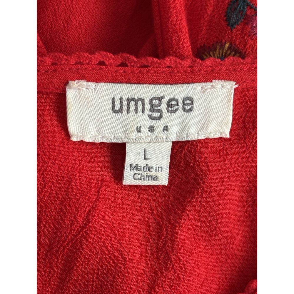 Umgee Long Sleeve Floral Embroidered Top Red Womens Size Large - Picture 5 of 7